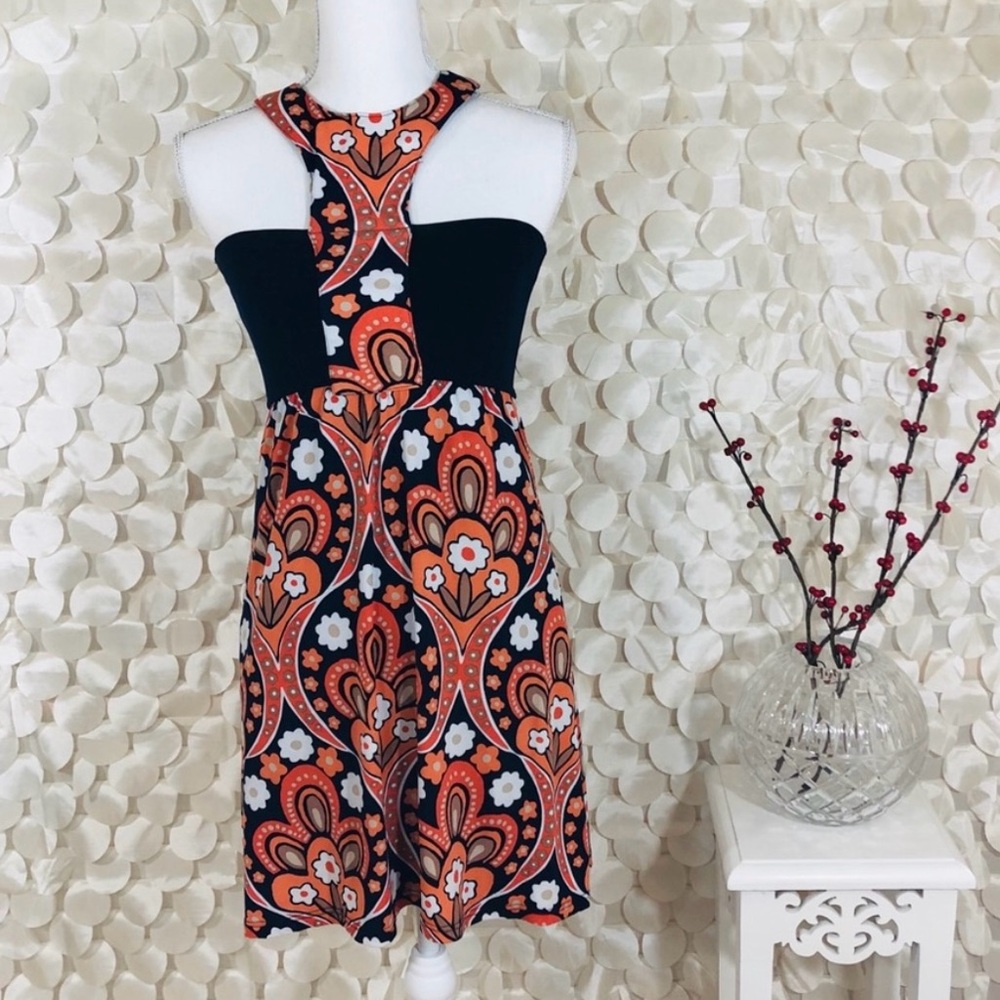 Blue and Orange Patterned Boutique Women's Dress